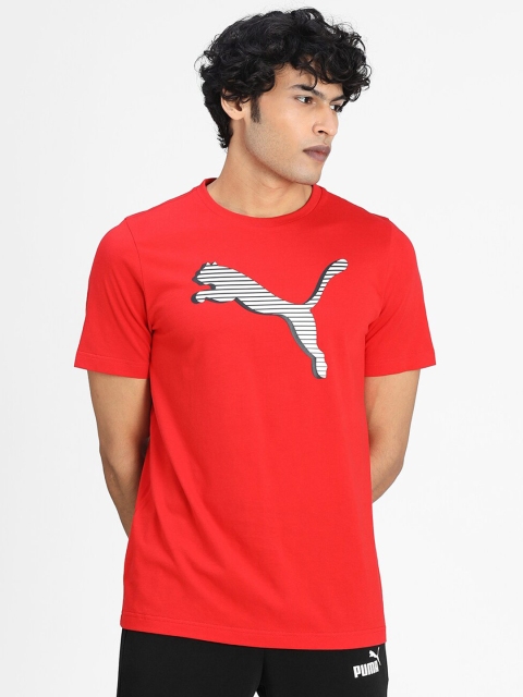 

Puma Men Red Brand Logo Printed T-shirt