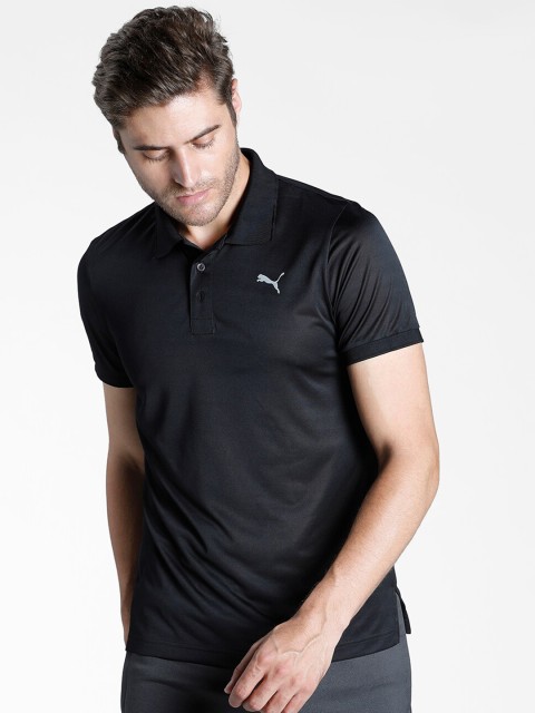

Puma Men Active Black Brand Logo Polo Collar Slim Fit T-shirt