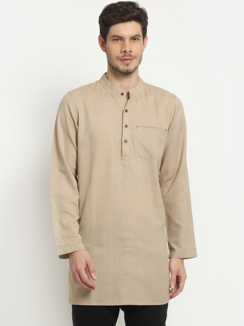 

Ekmatra Men Beige Thread Work Khadi Handloom Kurta