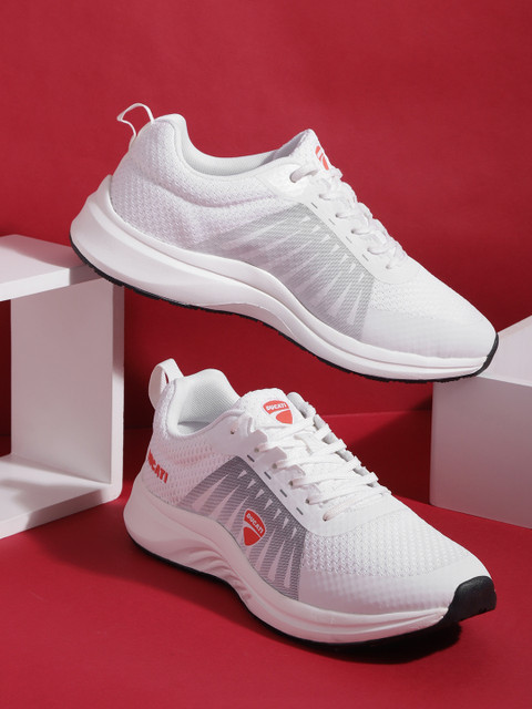 

Ducati Men White & Grey Woven Design & Printed Running Shoes