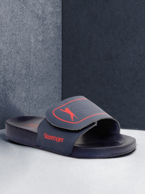 

Slazenger Men Navy Blue & Red Textured & Brand Logo Print Sliders