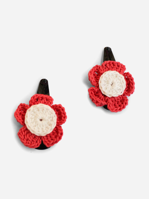 

Woonie Girls Red & White Handmade Set of 2 Tic Tac Hair Clip
