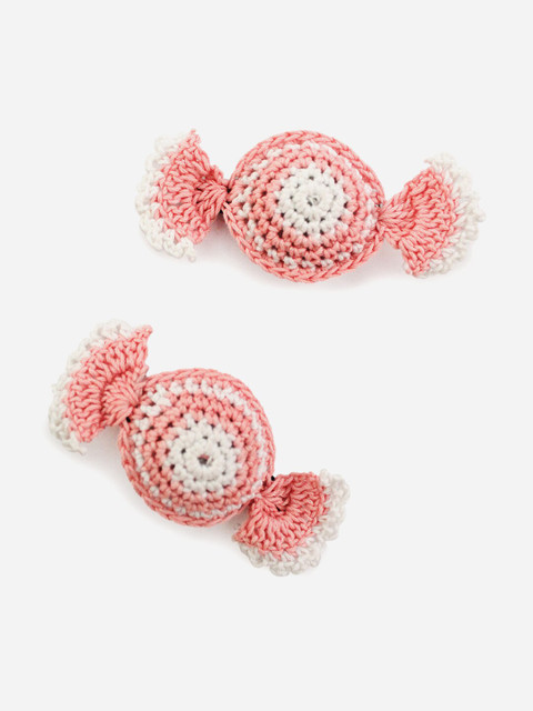 

Woonie Girls Pink & White Handmade Set Of 2 Tic Tac Hair Clip