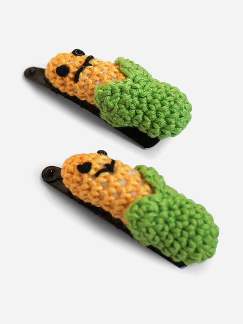 

Woonie Girls Yellow & Green Handmade Set of 2 Tic Tac Hair Clip
