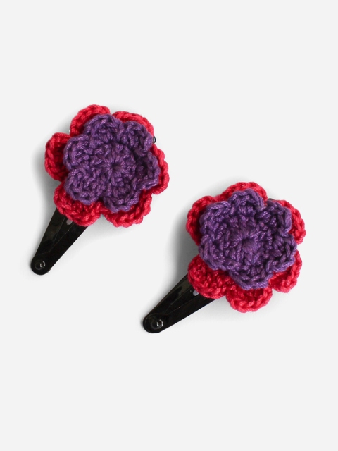 

Woonie Girls Purple & Red Handmade Set of 2 Tic Tac Hair Clip