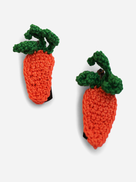

Woonie Girls Orange & Green Handmade Set of 2 Tic Tac Hair Clip