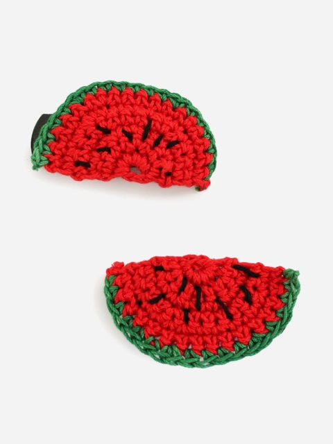 

Woonie Girls Red & Green Handmade Set of 2 Tic Tac Hair Clip