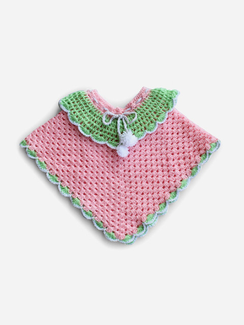 

Woonie Girls Pink & Green Handmade Poncho