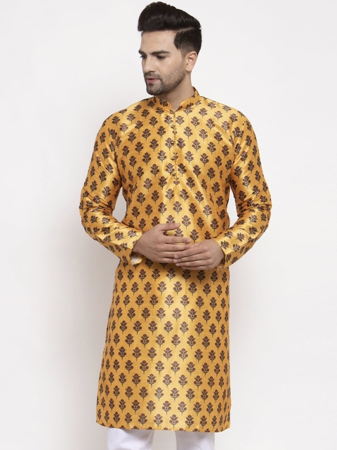 

Jompers Men Yellow & Maroon Ethnic Motifs Printed Kurta