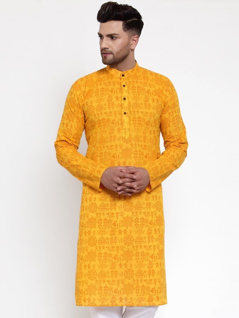 

Jompers Men Yellow Ethnic Motifs Printed Kurta