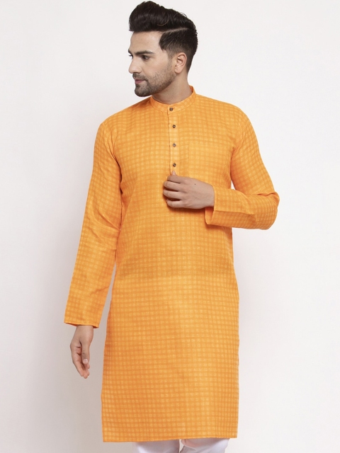 

Jompers Men Yellow Checked Kurta