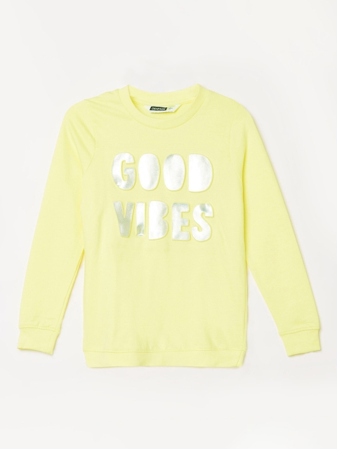 

Denimize by Fame Forever Girls Yellow & Silver-Toned Typography Sweatshirt