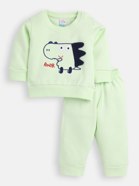 

AMUL Kandyfloss Unisex Kids Sea Green & Navy Blue Printed T-shirt With Pyjamas