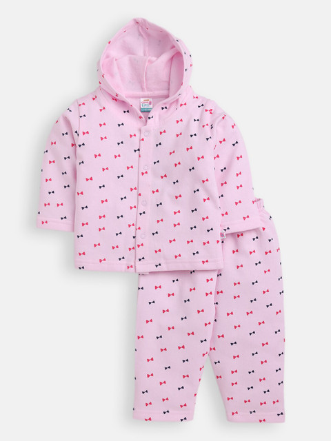 

AMUL Kandyfloss Unisex Kids Pink & Blue Printed Hooded T-shirt With Pyjamas