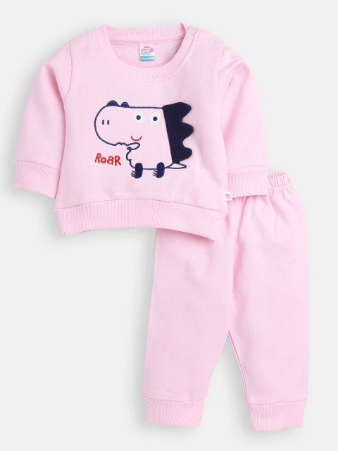 

AMUL Kandyfloss Unisex Kids Pink & Blue Printed T-shirt with Pyjamas