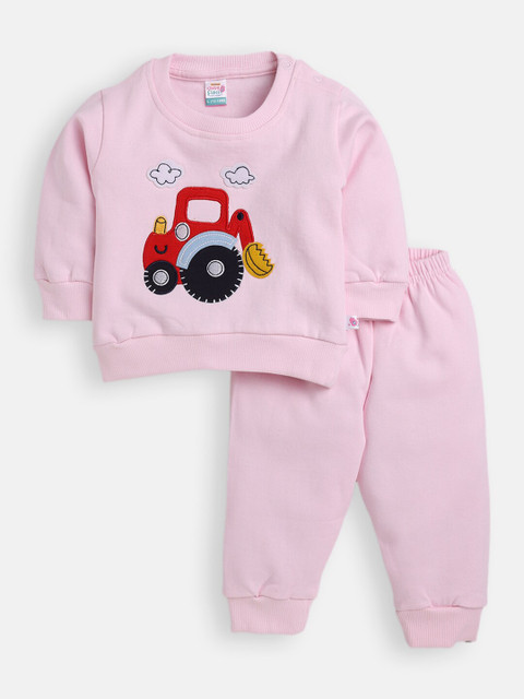 

AMUL Kandyfloss Unisex Kids Pink & Red Printed T-shirt with Pyjamas
