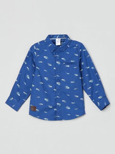 

max Boys Blue Printed Casual Shirt