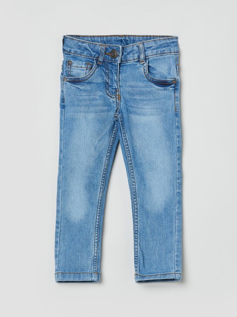 

max Girls Blue Slim Fit Low Distress Light Fade Jeans