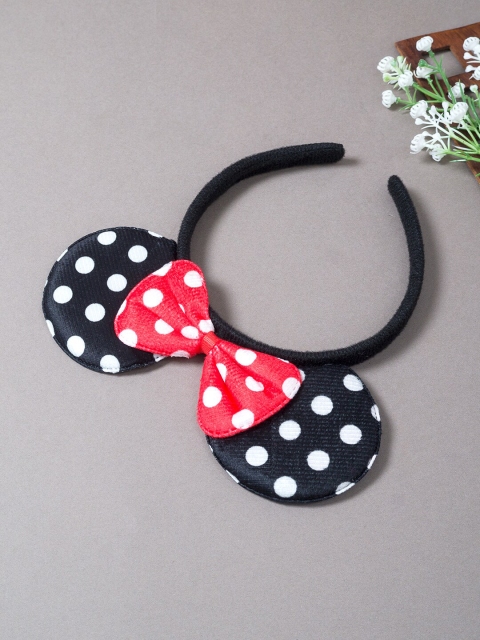 

Golden Peacock Women Black & Red Polka Dot Micky Mouse Ears Bow Hairband