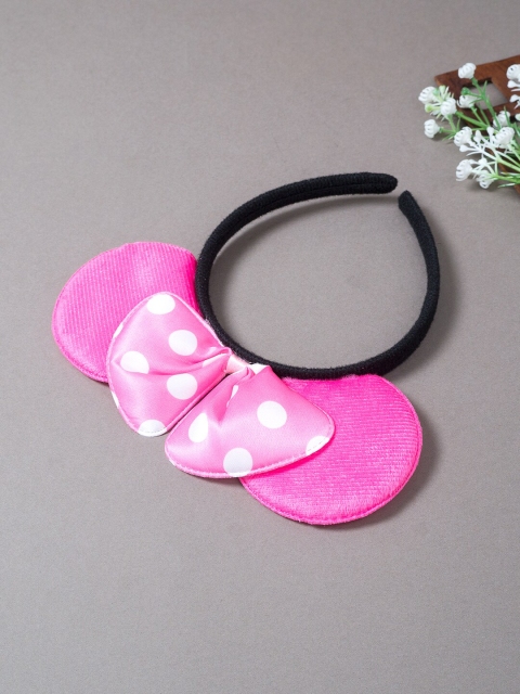 

Golden Peacock Women Pink & White Polka Dot Micky Mouse Ears Bow Hairband