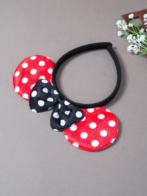 

Golden Peacock Women Red & Black Polka Dot Micky Mouse Ears Bow Hairband