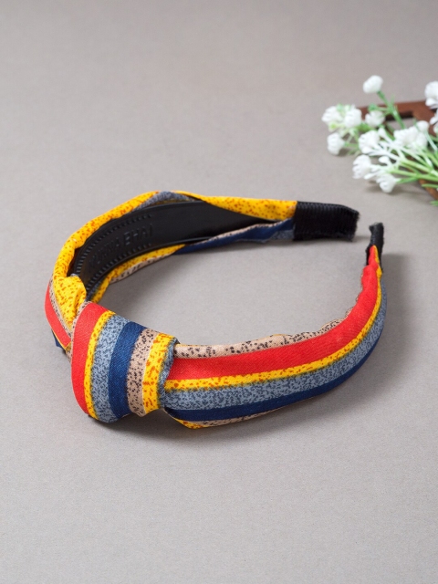 

Golden Peacock Women Multicolored Striped Knot Design Elasticated Headband, Multi