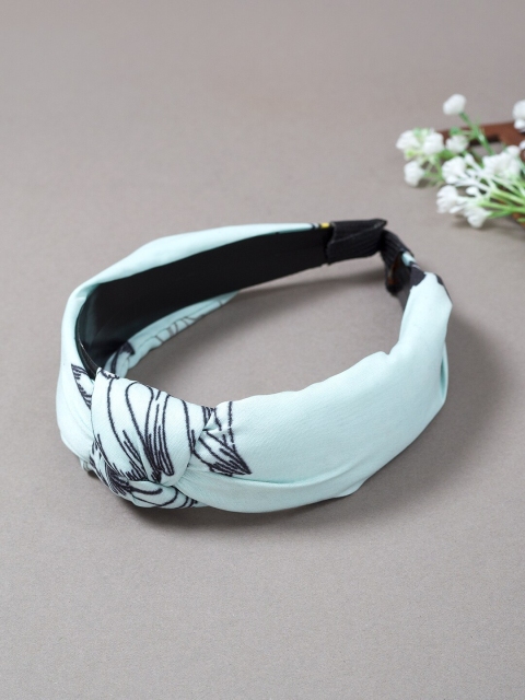 

Golden Peacock Women Blue & Black Printed Knot Design Elasticated Headband