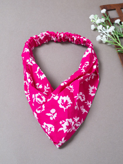 

Golden Peacock Women Pink & White Floral Printed Knot Design Elasticated Headband