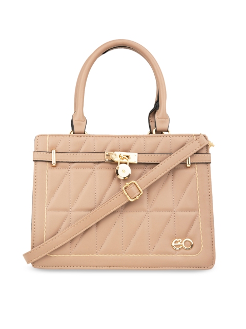 

E2O Khaki PU Structured Handheld Bag with Quilted