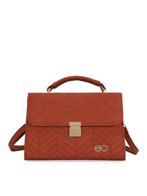 

E2O Brown PU Structured Sling Bag With Detachable Sling Strap
