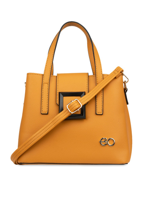 

E2O Yellow PU Structured Handheld Bag with Applique