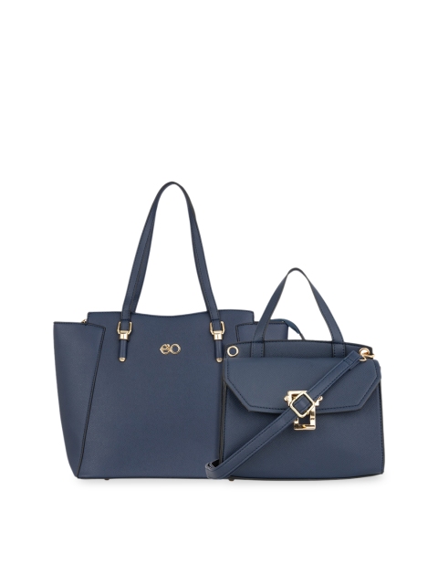 

E2O Blue PU Structured Shoulder Bag With Sling Bang