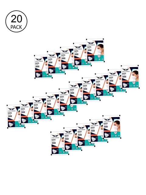 

LOIS CARON Unisex White Pack of 20 Pcs 5-Ply Reusable N95 Masks Outdoor Mask