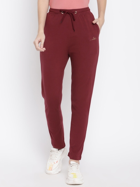 

METTLE Women Maroon Solid Cotton Track Pants