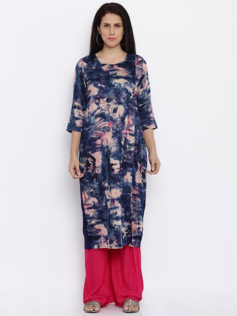 

Anouk Women Blue Printed Straight Kurta