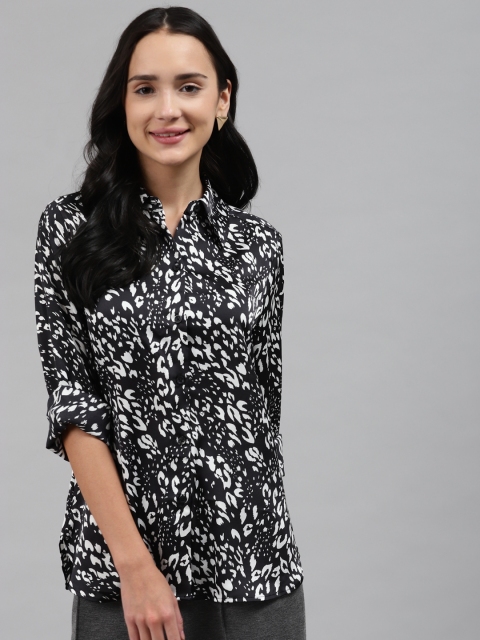 

Marks & Spencer Women Black Opaque Printed Casual Shirt