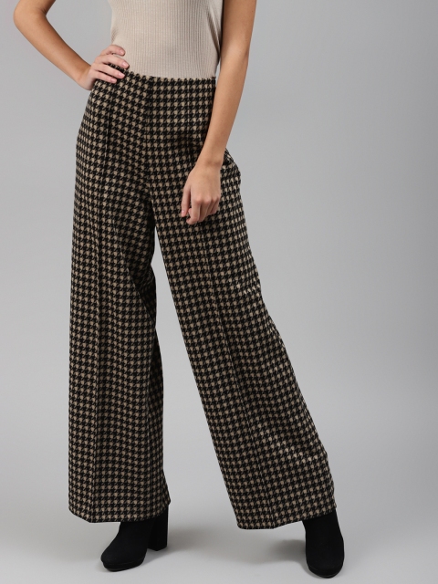 

Marks & Spencer Women Brown Checked Parallel Trousers