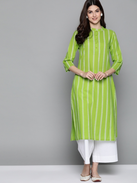 

HERE&NOW Women Green Striped Kurta