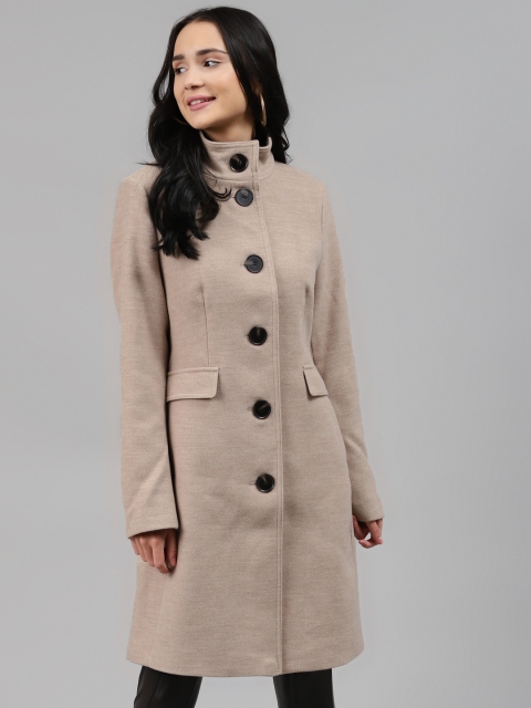 

Marks & Spencer Women Beige Solid Longline Overcoat
