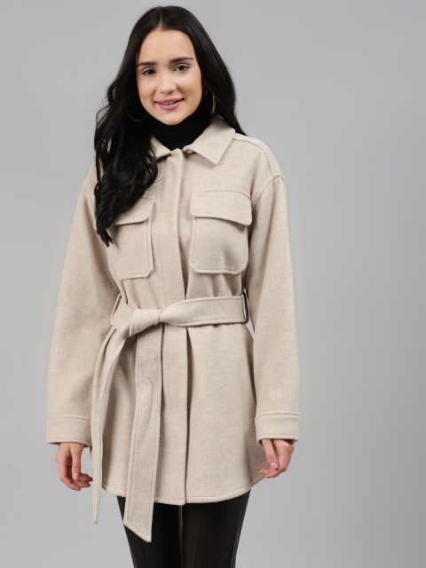 

Marks & Spencer Women Beige Regular Duster Jacket