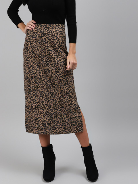 

Marks & Spencer Brown Animal Print Straight Skirt