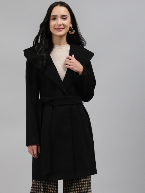 

Marks & Spencer Women Black Solid Hooded Overcoat