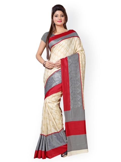 

Saree mall Beige & Grey Embroidered Silk Saree