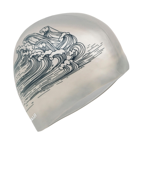 

Nabaiji By Decathlon Grey & Black Printed Silicon Swim Cap