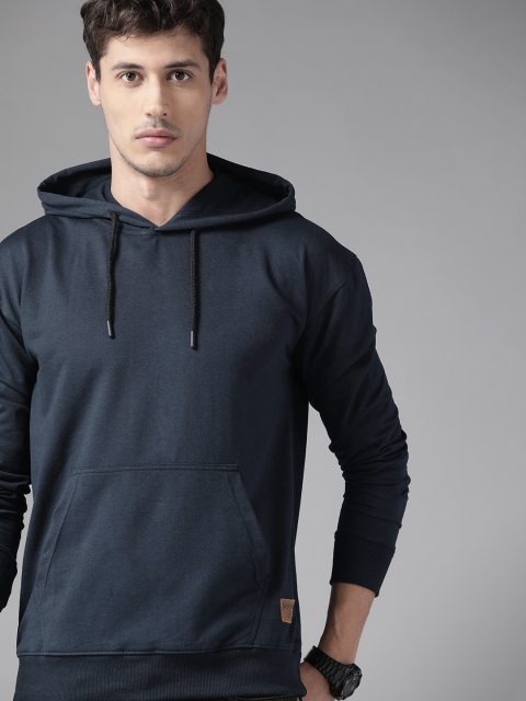 

The Roadster Lifestyle Co Men Navy Blue Solid Hooded Sweatshirt