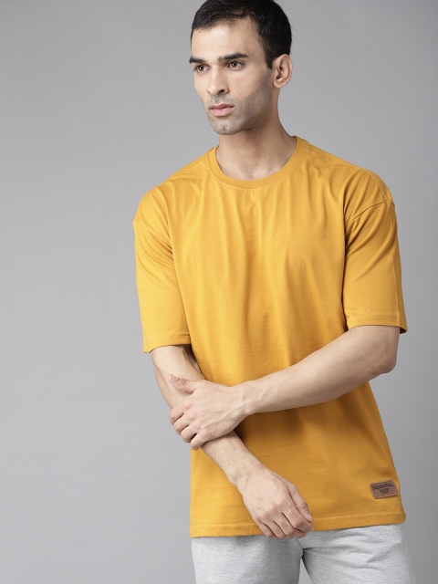 

Roadster Men Mustard Yellow Pure Cotton Solid T-shirt
