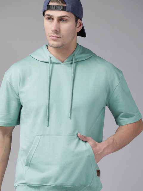 

The Roadster Lifestyle Co Men Green Solid Hooded Sweatshirt