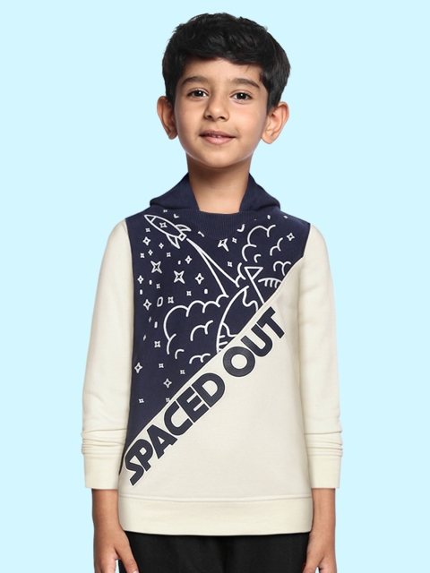 

GOJI Boys Navy Blue Printed Hooded Sweatshirt