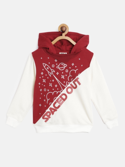 

GOJI Boys Maroon Printed Hooded Sweatshirt