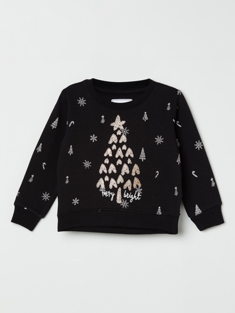 

max Girls Charcoal Printed Sweatshirt